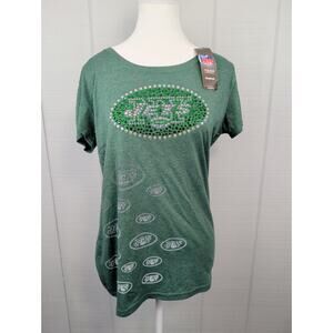 Reebok NOS NY Jets Womens NFL T-shirt Green XL Rhinestones Embellished Bling